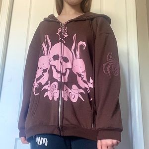 Pink skulls hoodie 💗
